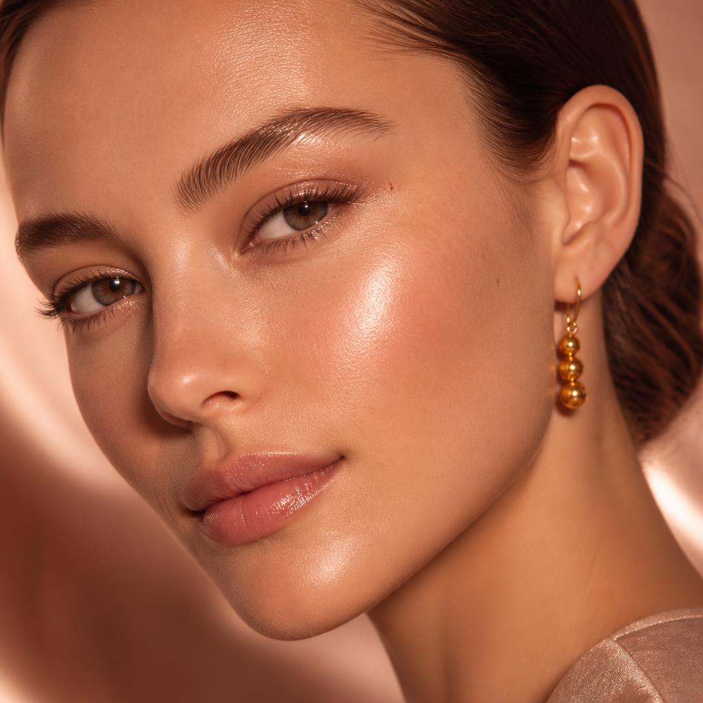 Close-up of radiant, dewy skin